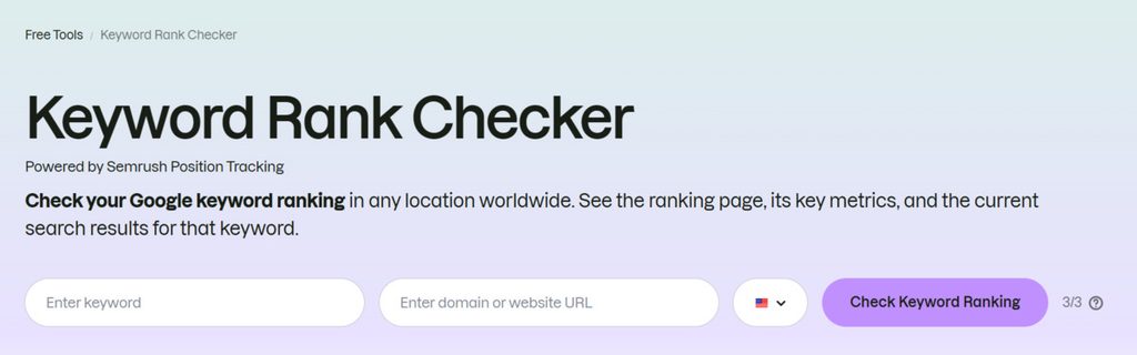 ¿Cómo saber en qué posición de Google está mi web? keyword rank checker semrush